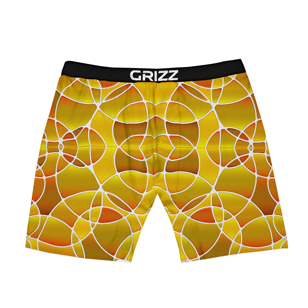 Stained Glass Mosaic Yellow Print Pattern Boxer Briefs-grizzshop