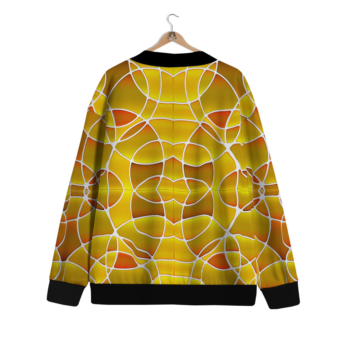 Stained Glass Mosaic Yellow Print Pattern Cardigan-grizzshop