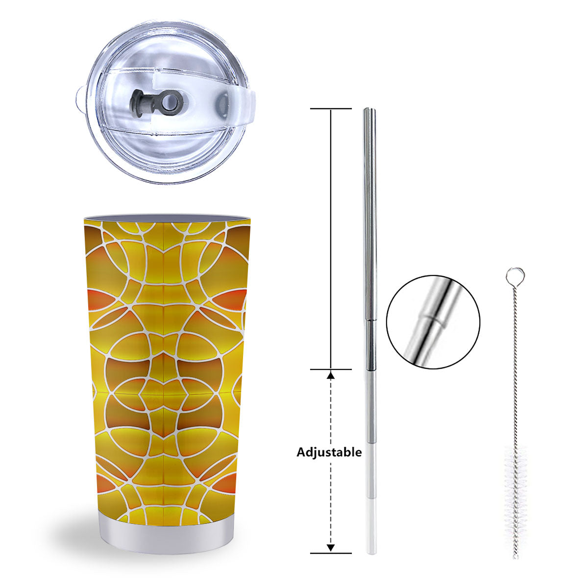 Stained Glass Mosaic Yellow Print Pattern Tumbler-grizzshop