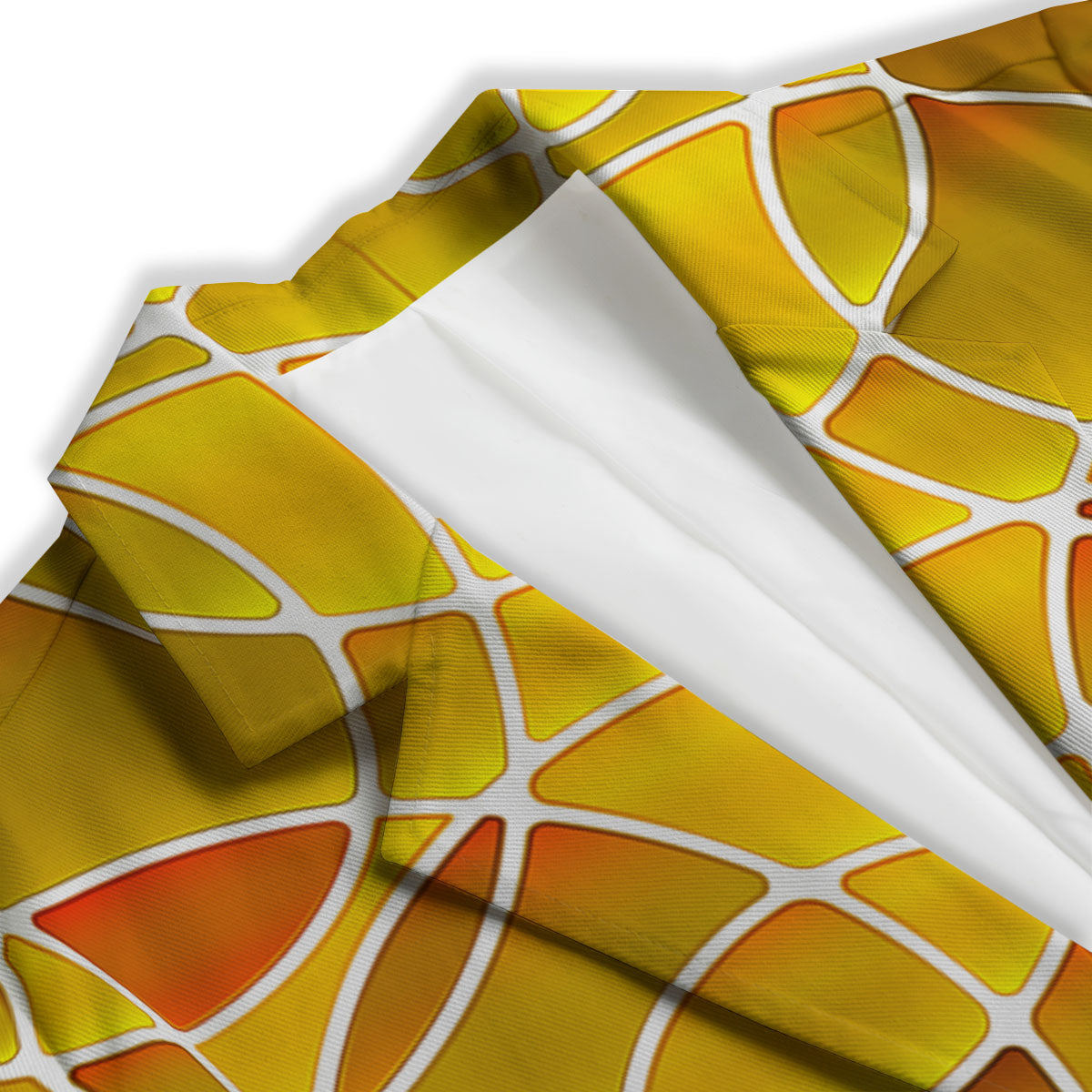 Stained Glass Mosaic Yellow Print Pattern Women's Blazer-grizzshop