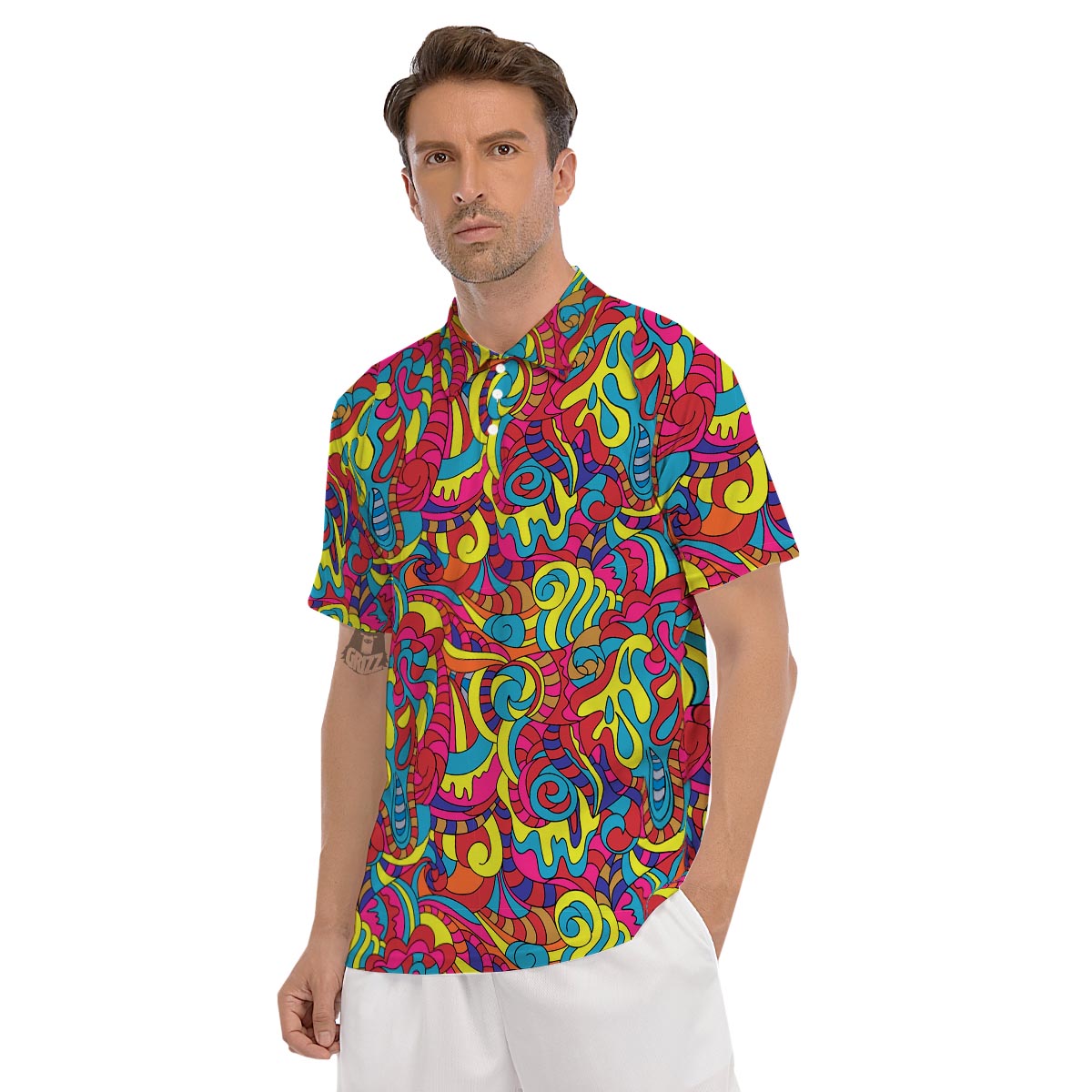 Stained Glass Psychedelic Trippy Men's Golf Shirts-grizzshop