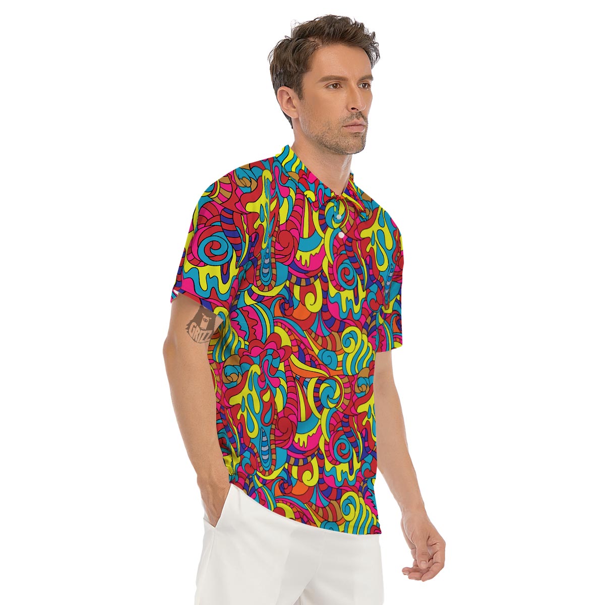 Stained Glass Psychedelic Trippy Men's Golf Shirts-grizzshop
