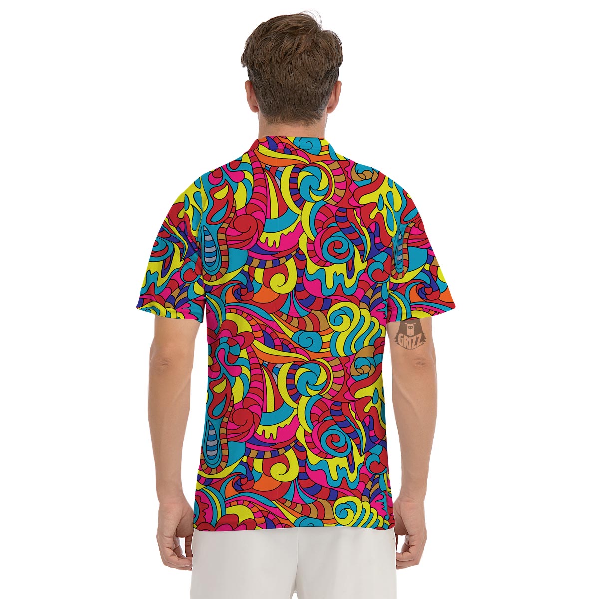 Stained Glass Psychedelic Trippy Men's Golf Shirts-grizzshop