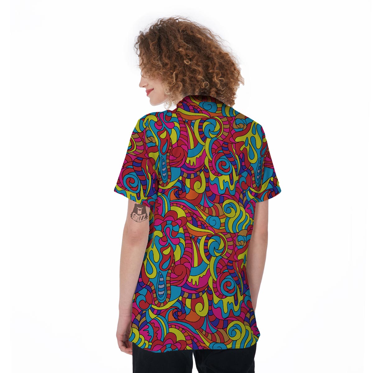 Stained Glass Psychedelic Trippy Women's Golf Shirts-grizzshop