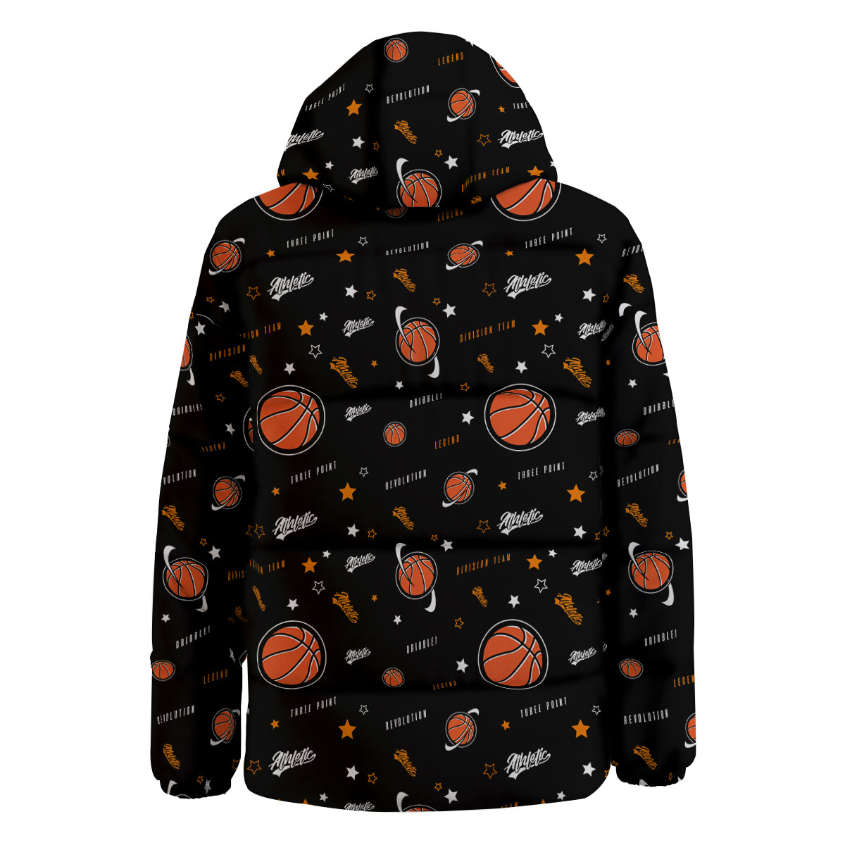 Star And Basketball Print Pattern Down Jacket-grizzshop