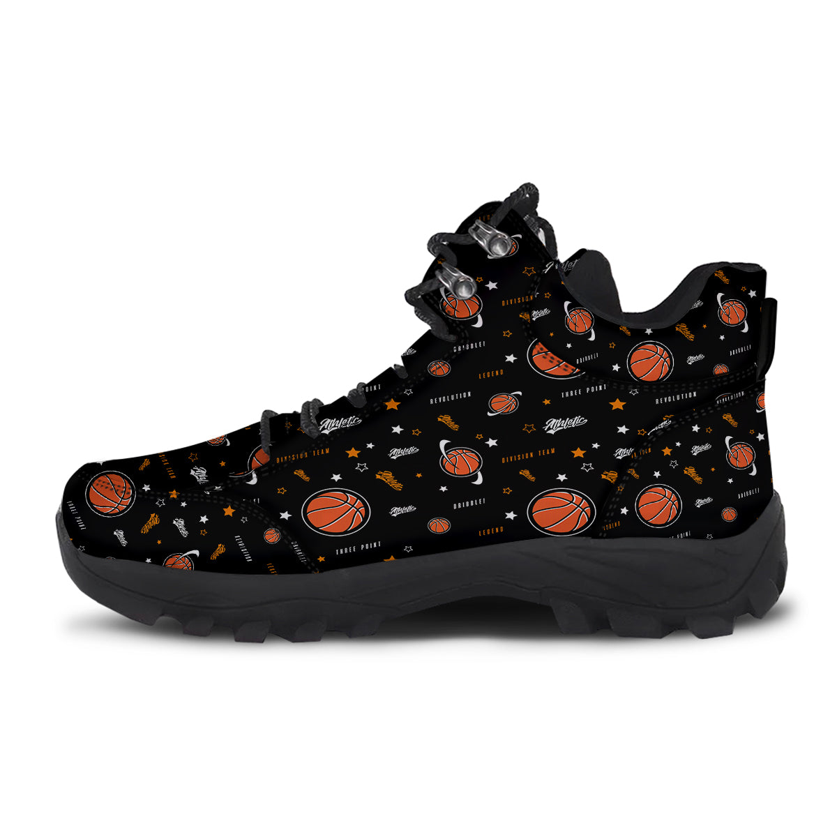 Star And Basketball Print Pattern Hiking Shoes-grizzshop