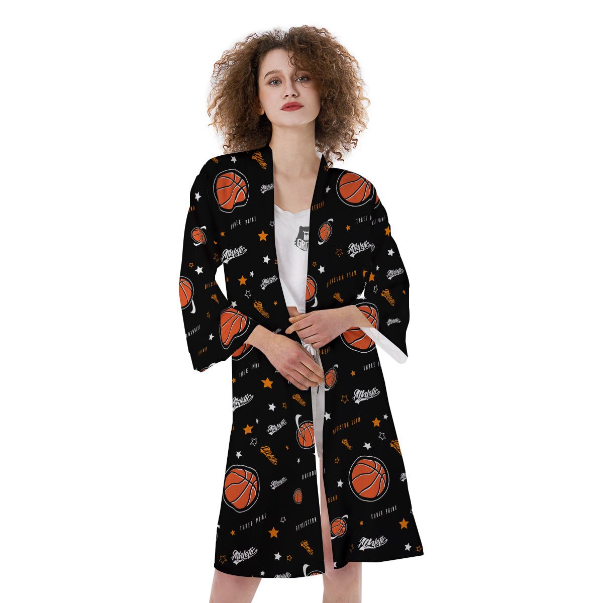 Star And Basketball Print Pattern Kimono-grizzshop