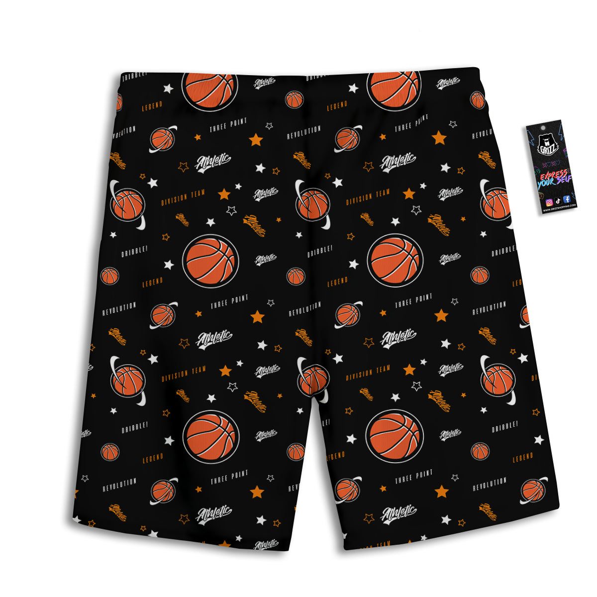 Star And Basketball Print Pattern Men's Athletic Shorts
