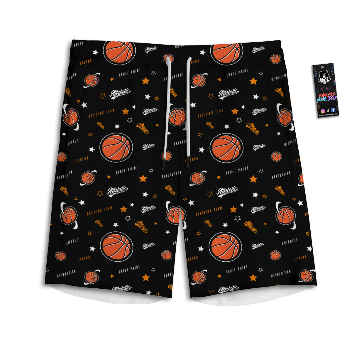 Star And Basketball Print Pattern Men's Athletic Shorts