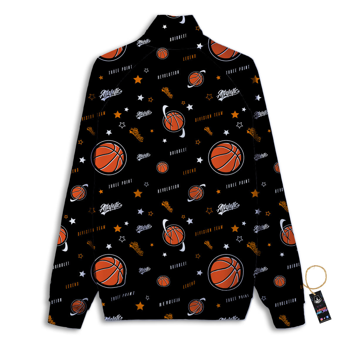 Star And Basketball Print Pattern Track Jacket-grizzshop