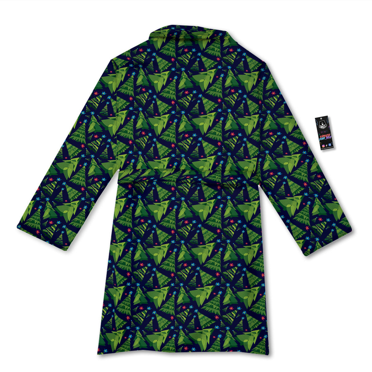 Star And Christmas Tree Print Pattern Bathrobe-grizzshop
