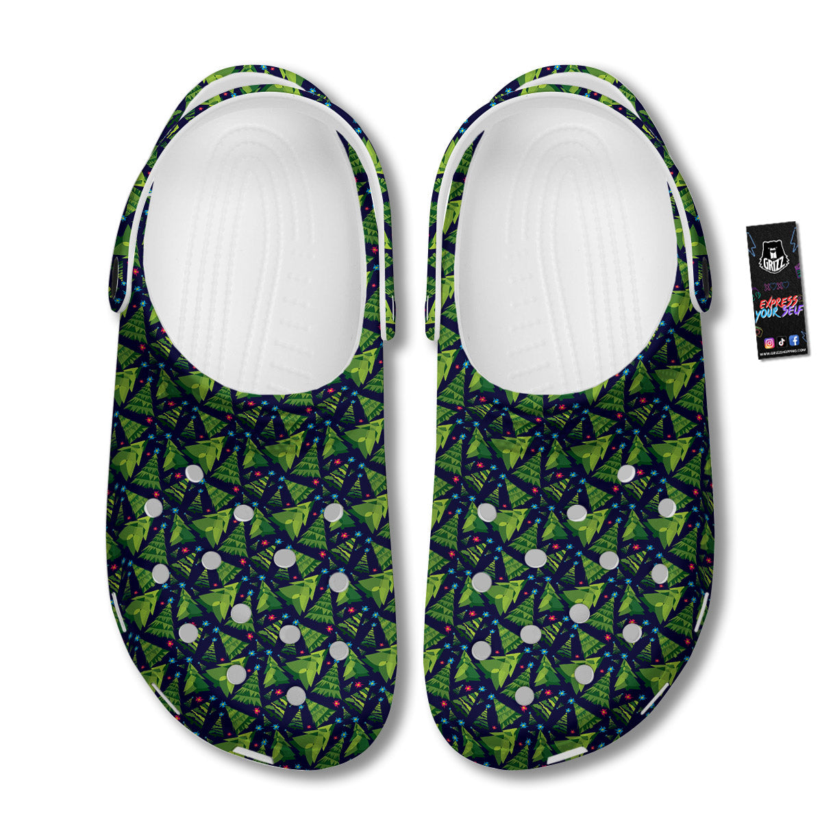Star And Christmas Tree Print Pattern Clog-grizzshop