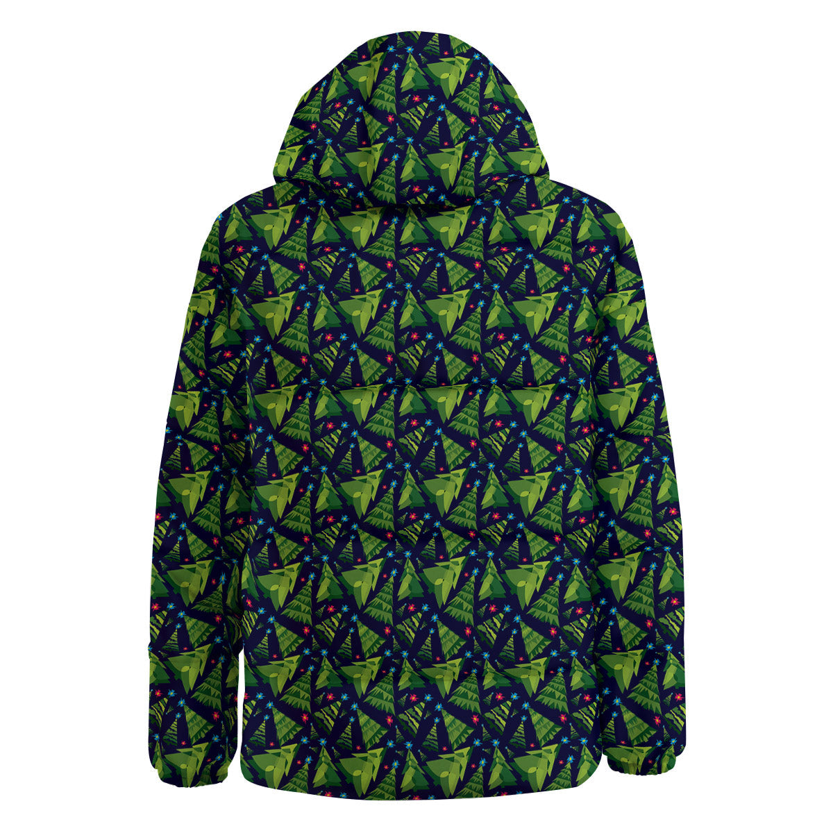 Star And Christmas Tree Print Pattern Down Jacket-grizzshop