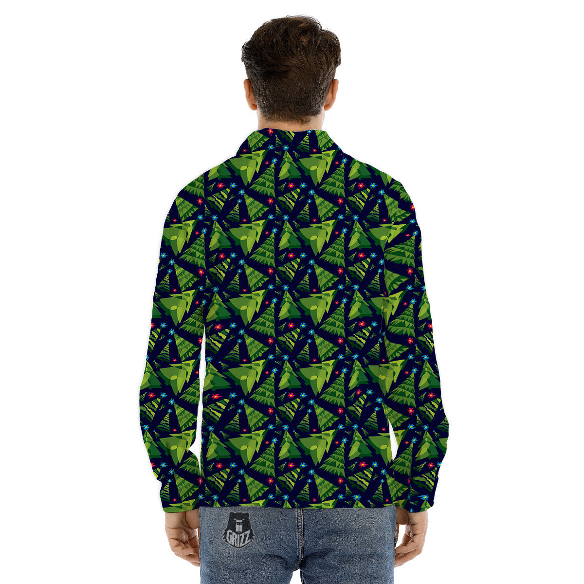 Star And Christmas Tree Print Pattern Men's Dress Shirts-grizzshop