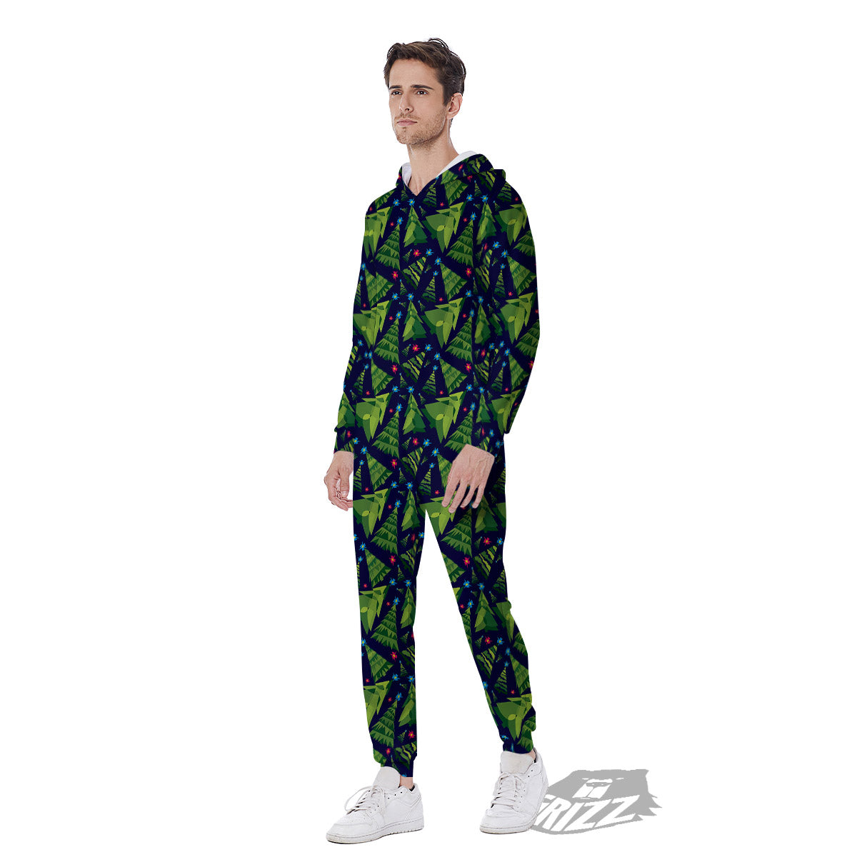 Star And Christmas Tree Print Pattern Men's Jumpsuit-grizzshop