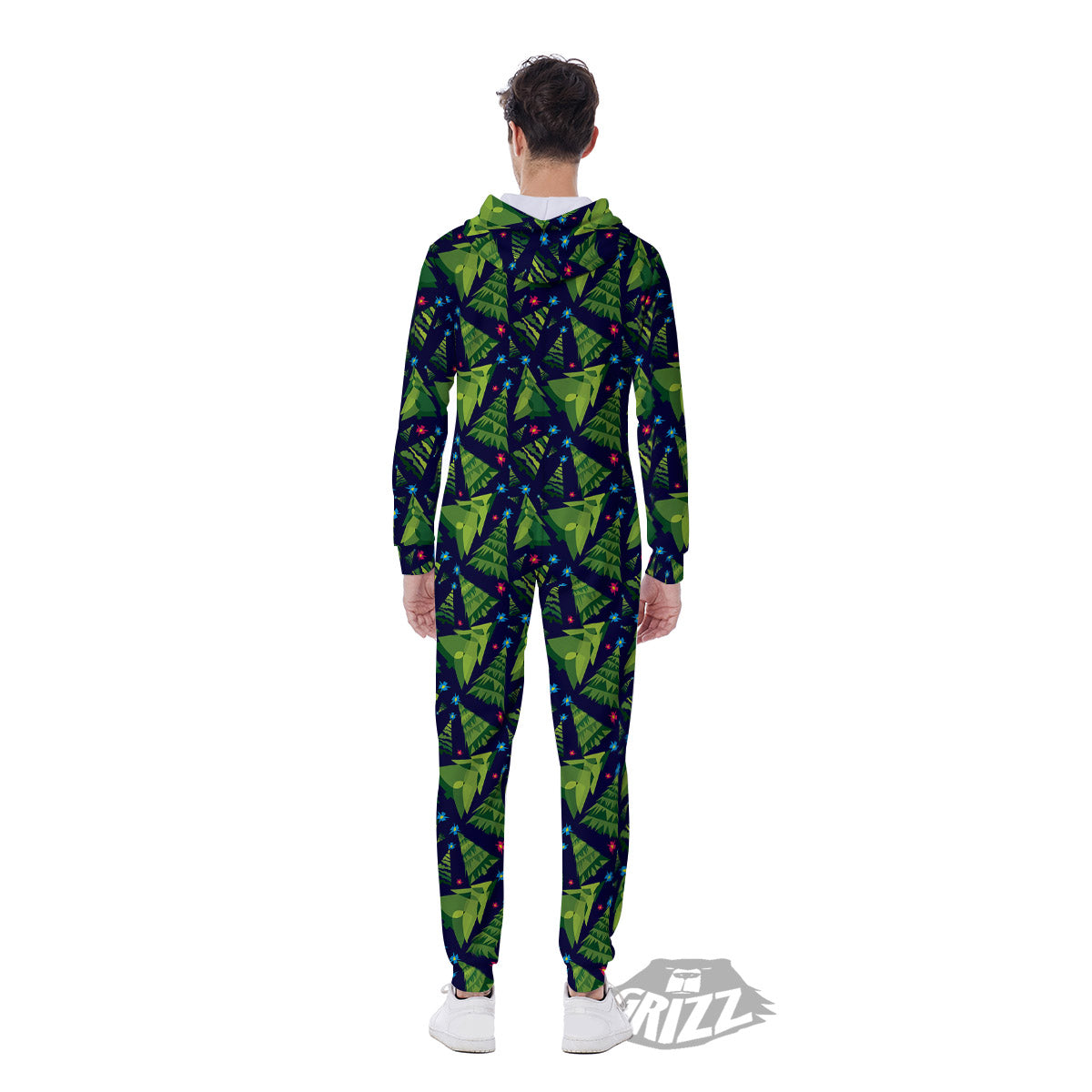 Star And Christmas Tree Print Pattern Men's Jumpsuit-grizzshop
