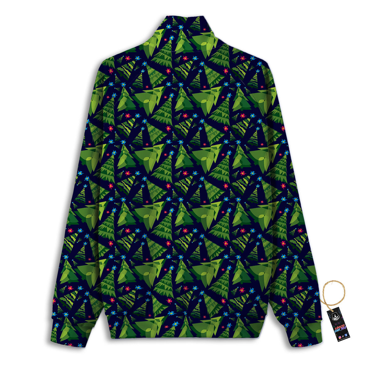 Star And Christmas Tree Print Pattern Track Jacket-grizzshop