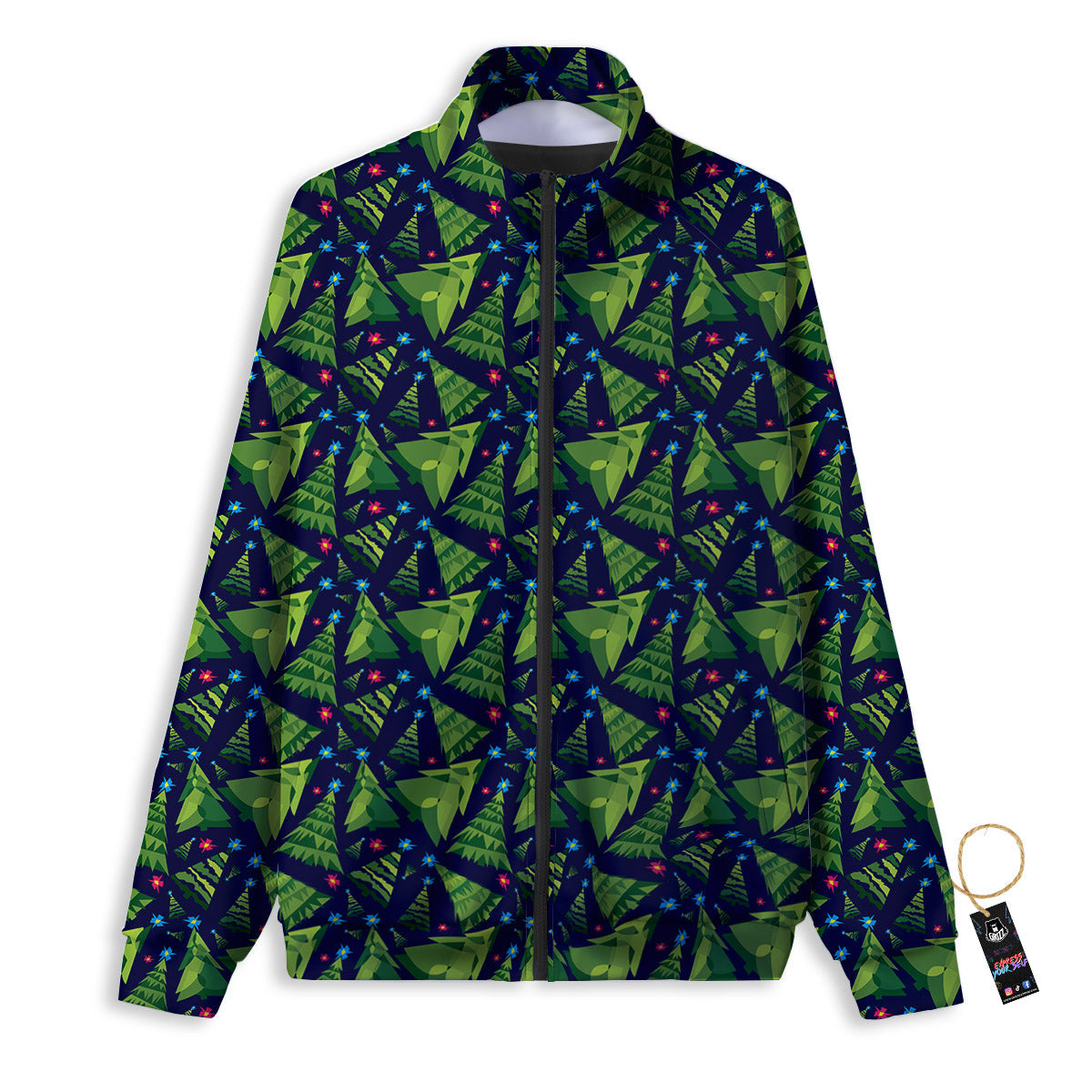 Star And Christmas Tree Print Pattern Track Jacket-grizzshop