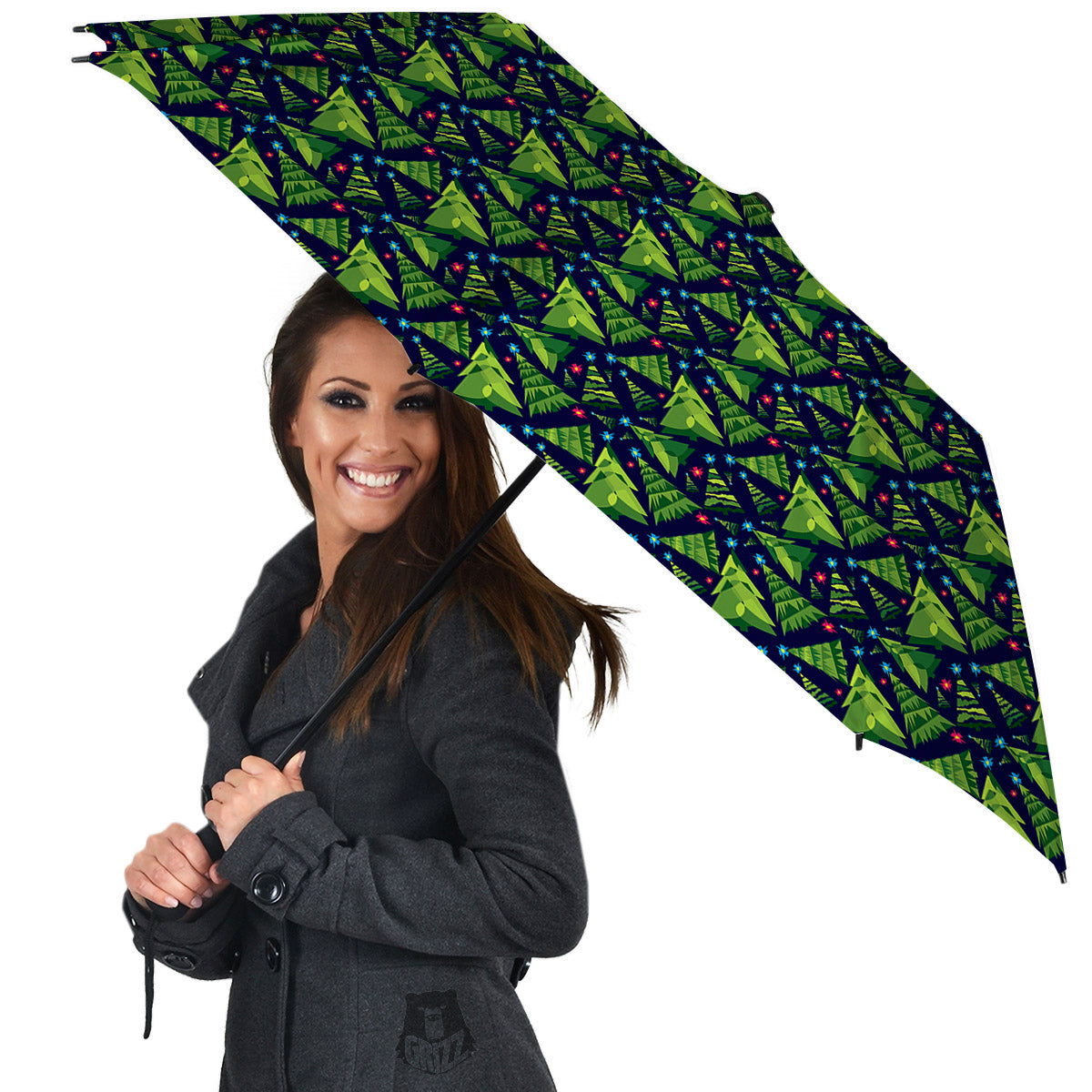 Star And Christmas Tree Print Pattern Umbrella-grizzshop