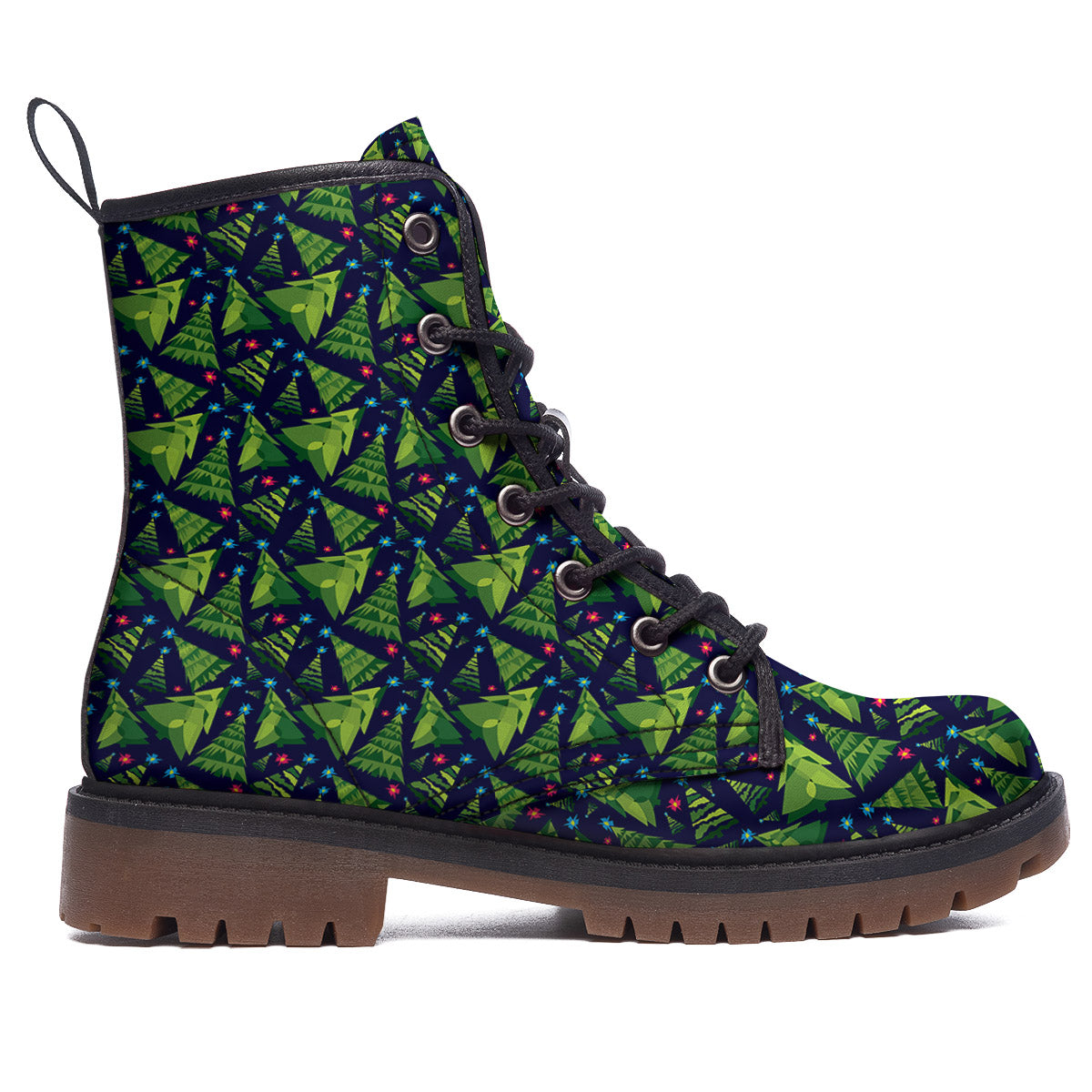 Star And Christmas Tree Print Pattern Work Boots-grizzshop