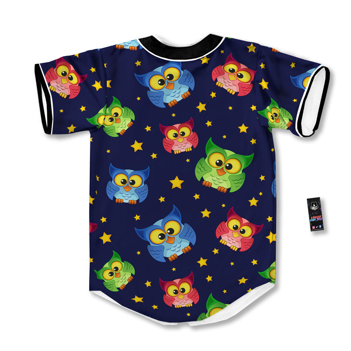 Star And Owl Print Pattern Baseball Jersey-grizzshop