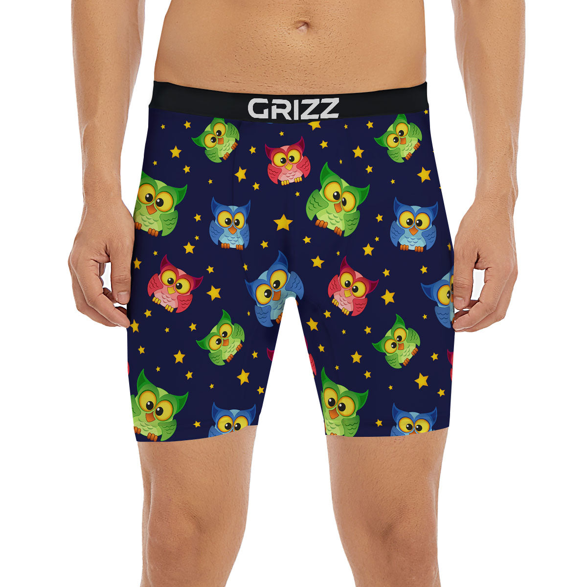 Star And Owl Print Pattern Boxer Briefs-grizzshop