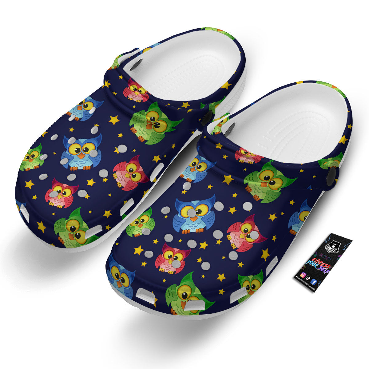 Star And Owl Print Pattern Clog-grizzshop