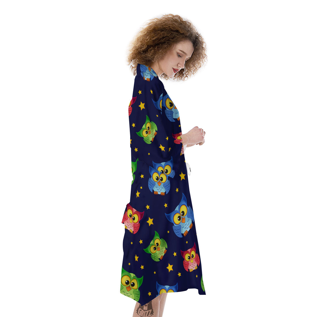 Star And Owl Print Pattern Kimono-grizzshop