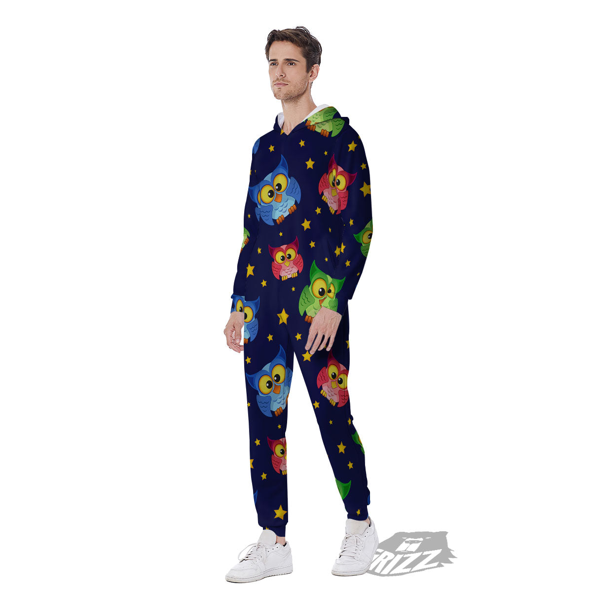 Star And Owl Print Pattern Men's Jumpsuit-grizzshop