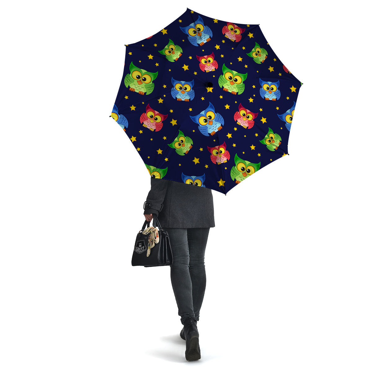 Star And Owl Print Pattern Umbrella-grizzshop