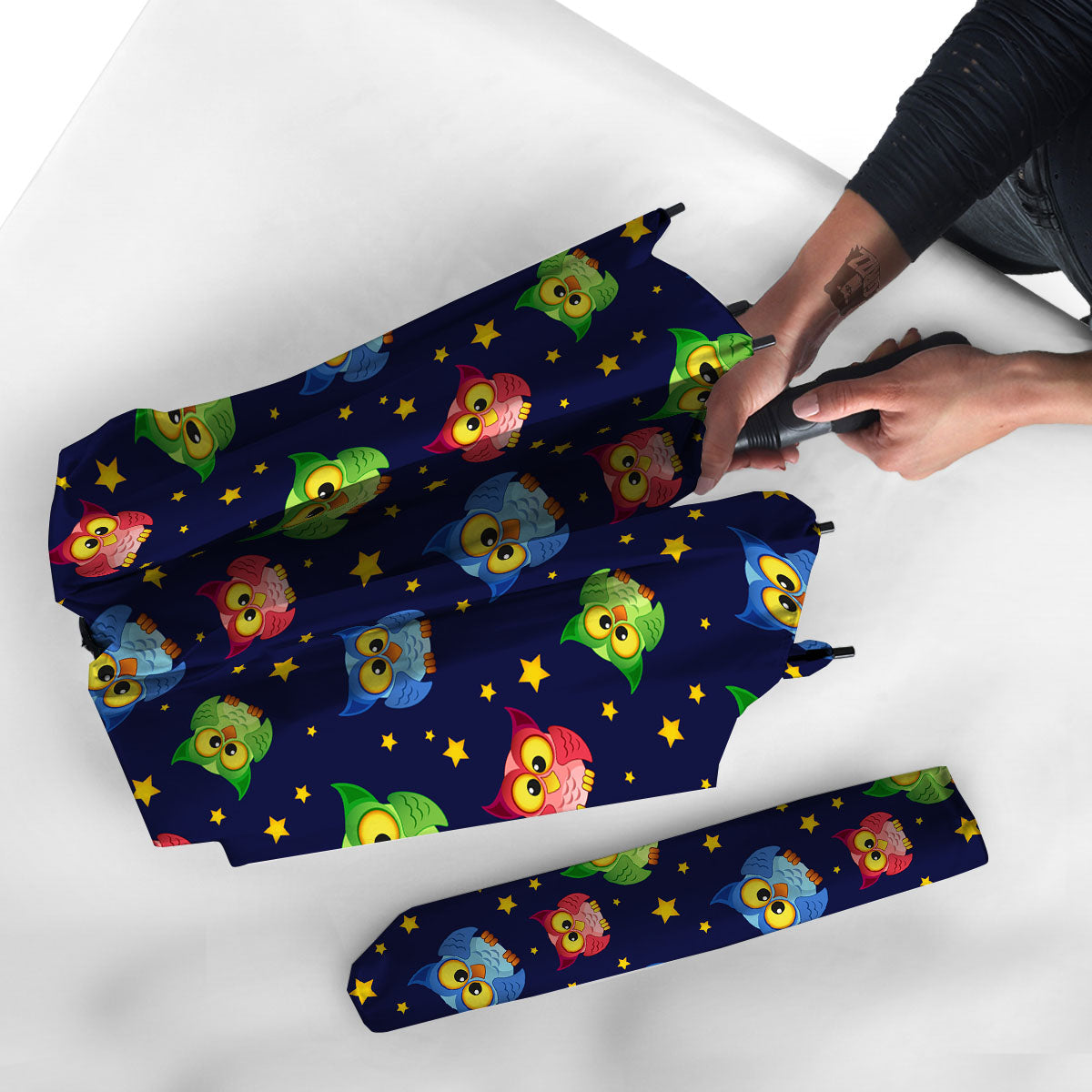 Star And Owl Print Pattern Umbrella-grizzshop