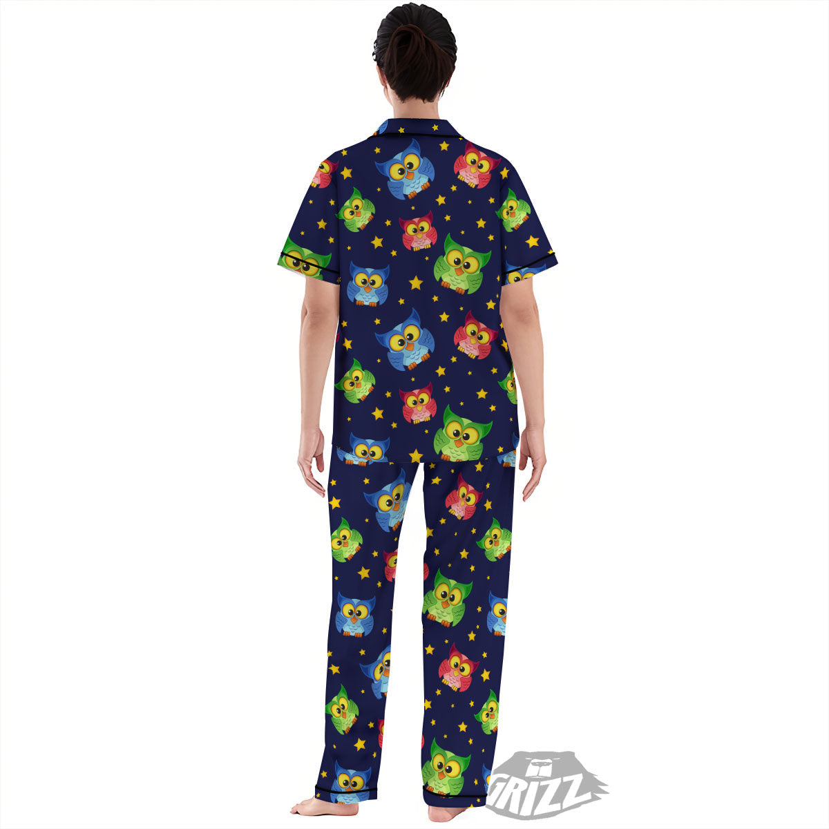 Star And Owl Print Pattern Women's Pajamas Set-grizzshop