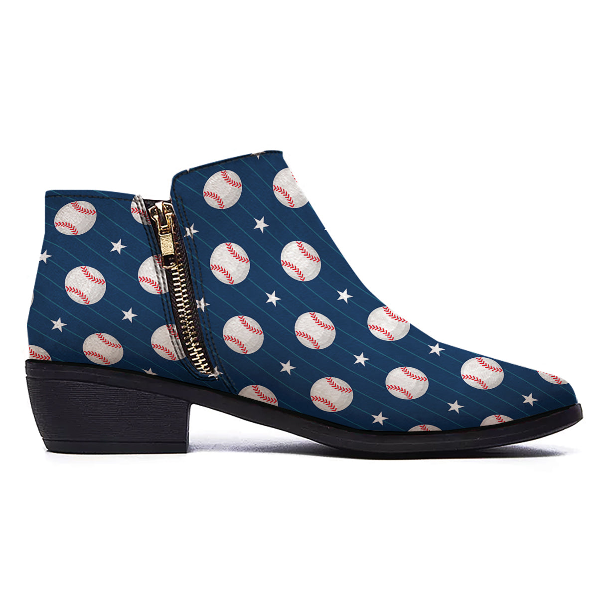 Star Baseballs Print Pattern Ankle Boots-grizzshop