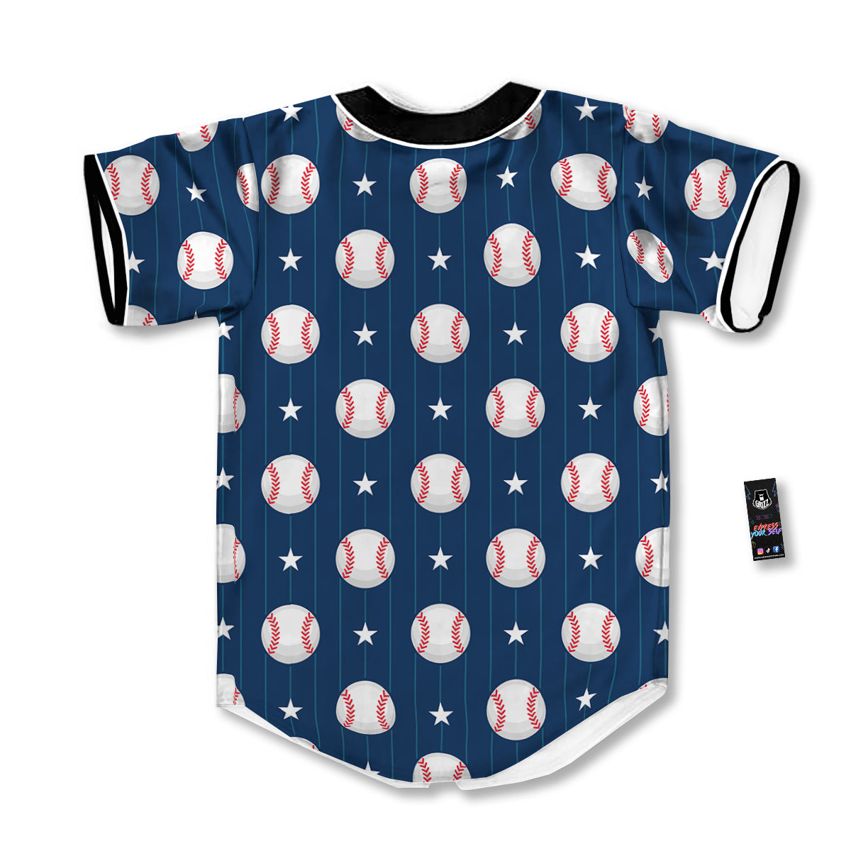 Star Baseballs Print Pattern Baseball Jersey-grizzshop