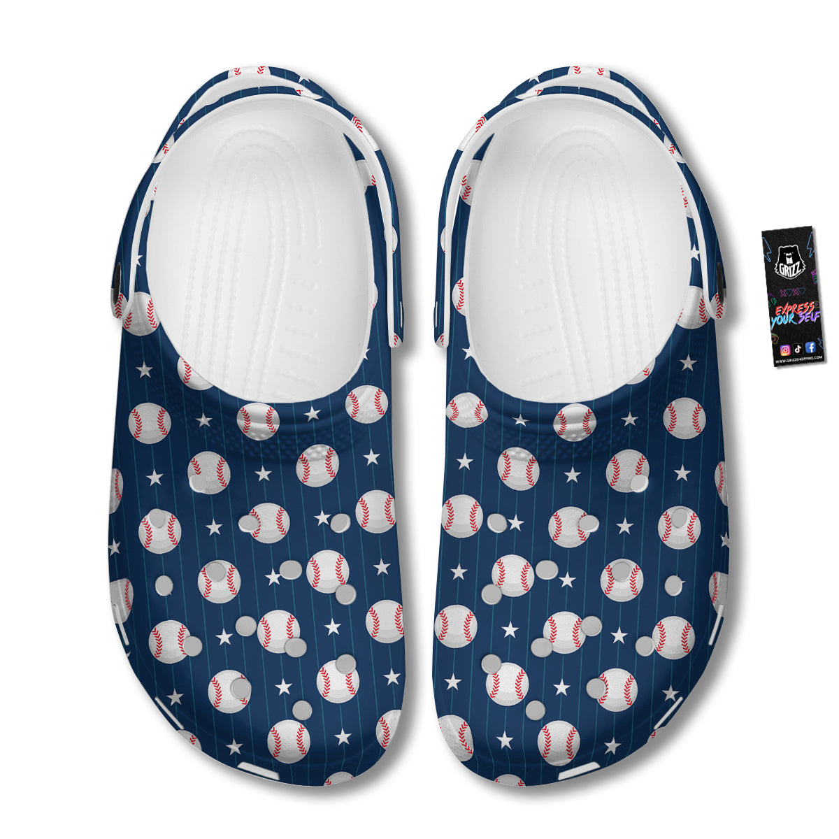 Star Baseballs Print Pattern Clog-grizzshop