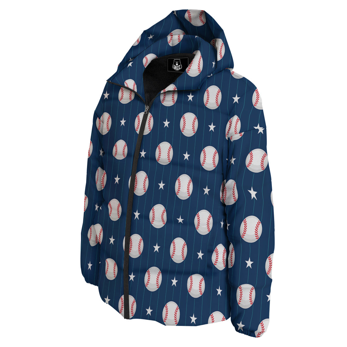 Star Baseballs Print Pattern Down Jacket-grizzshop