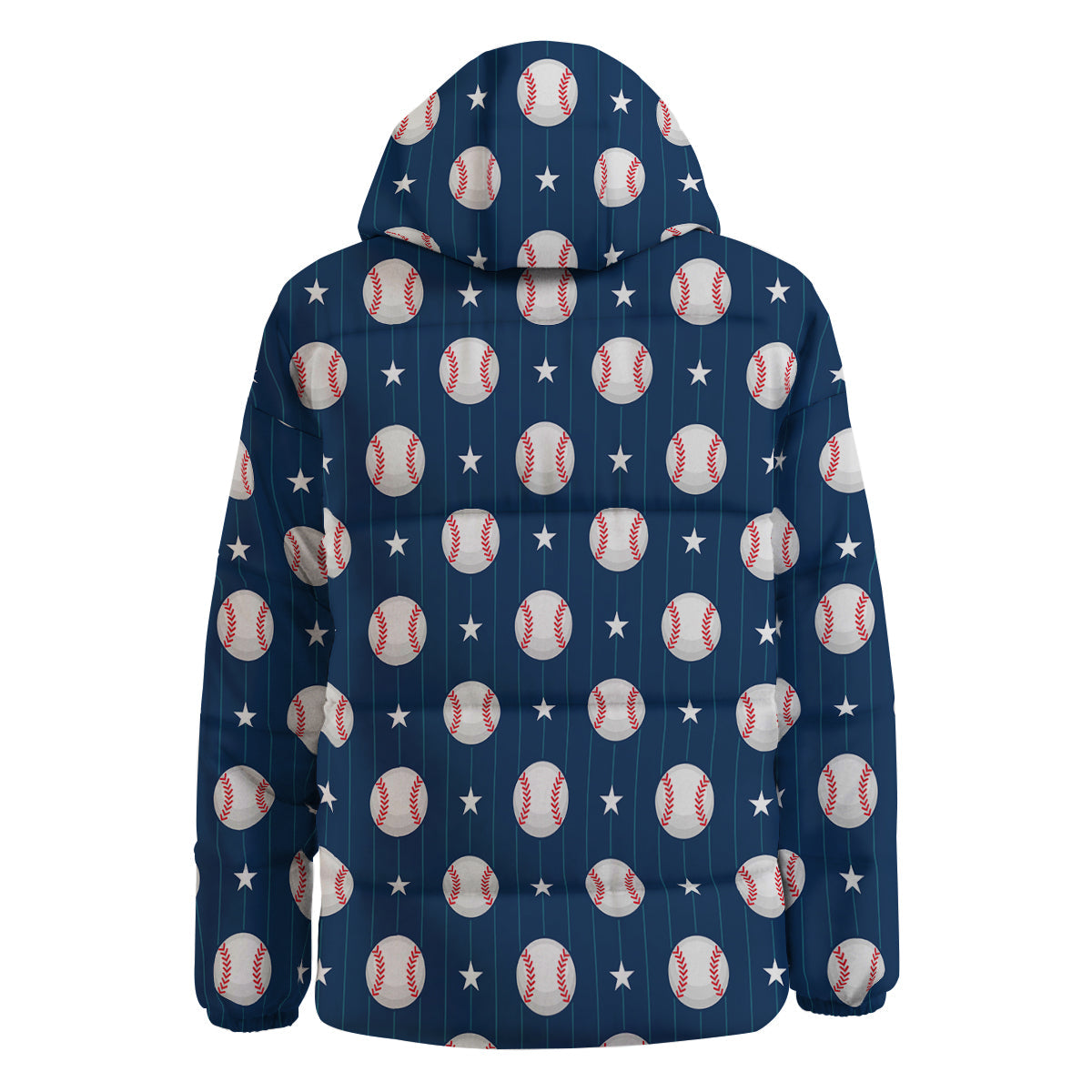 Star Baseballs Print Pattern Down Jacket-grizzshop