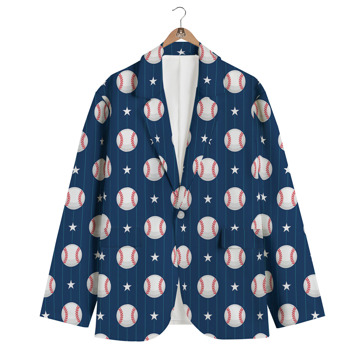 Star Baseballs Print Pattern Men's Blazer-grizzshop