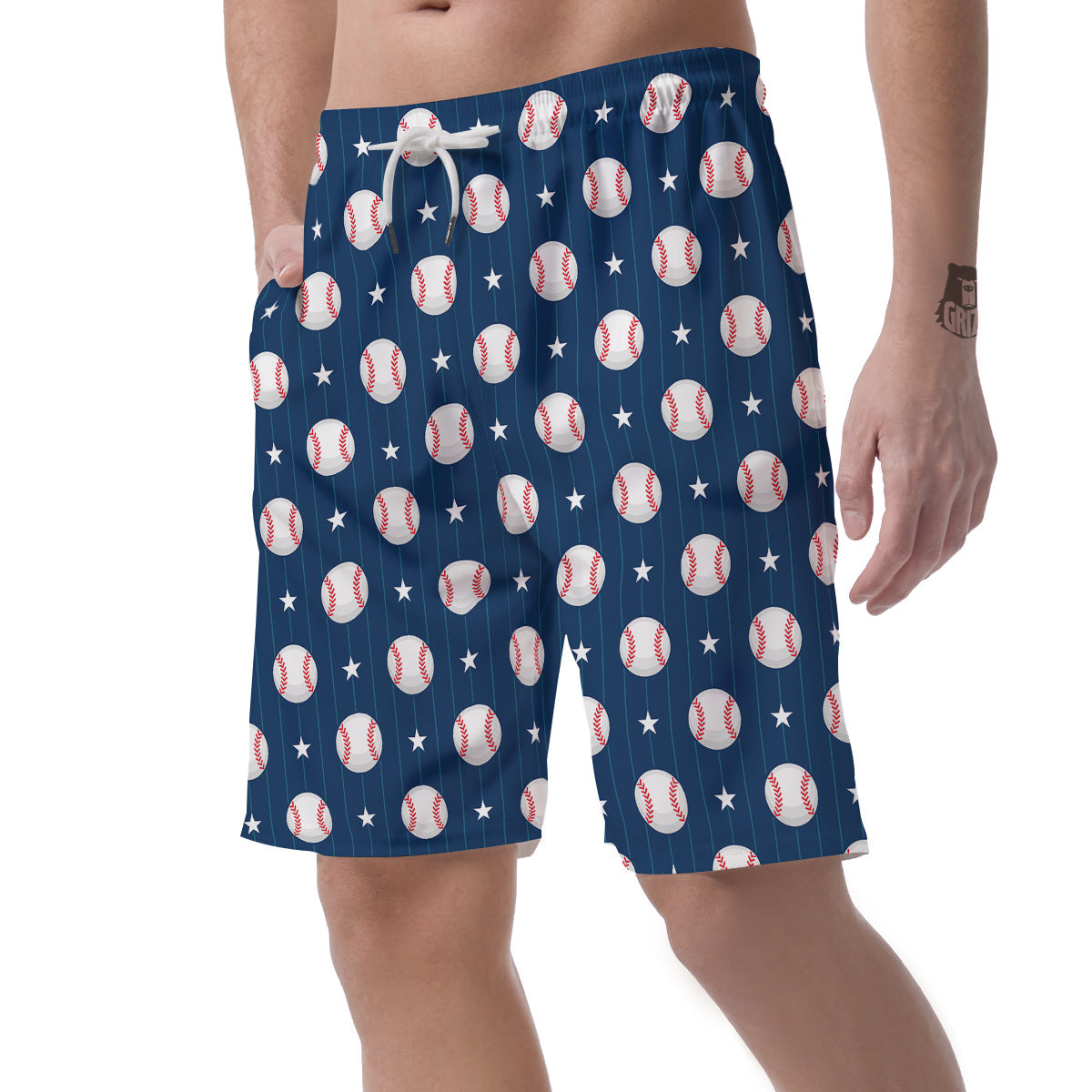 Star Baseballs Print Pattern Men's Shorts-grizzshop
