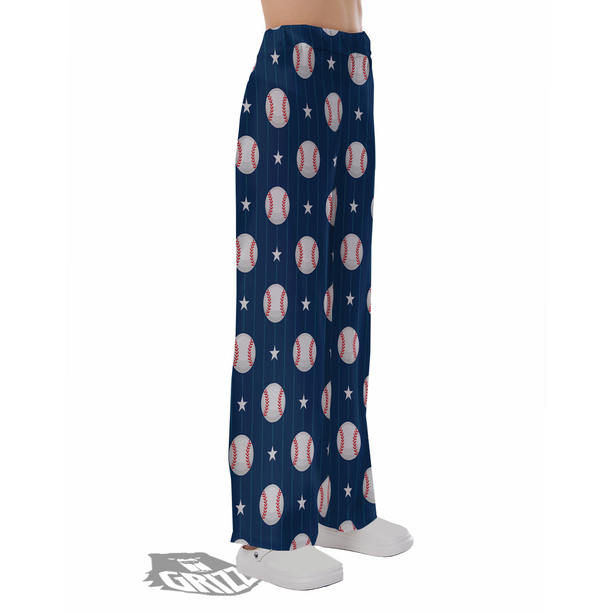 Star Baseballs Print Pattern Pajama Pants-grizzshop