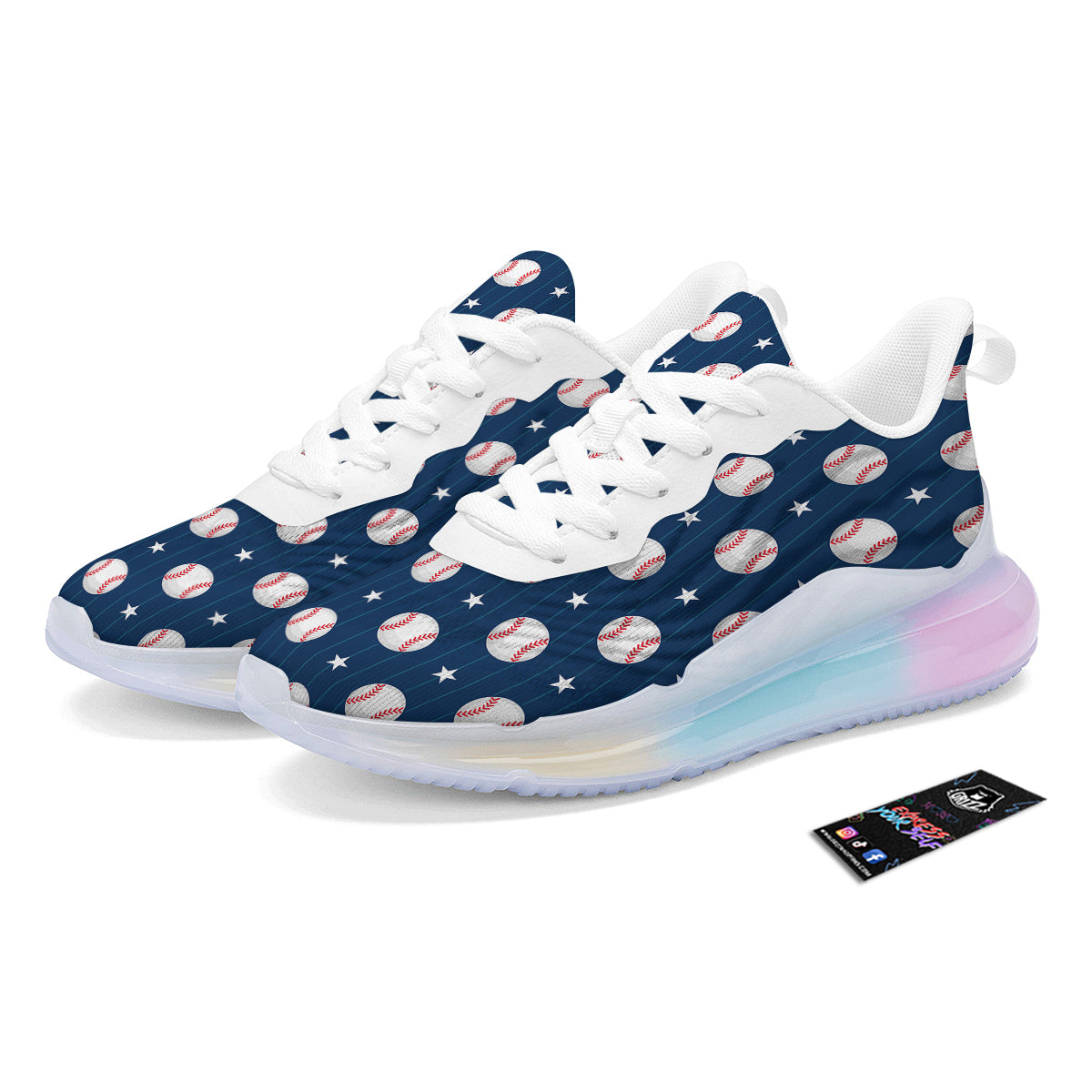 Star Baseballs Print Pattern Running Sneakers-grizzshop