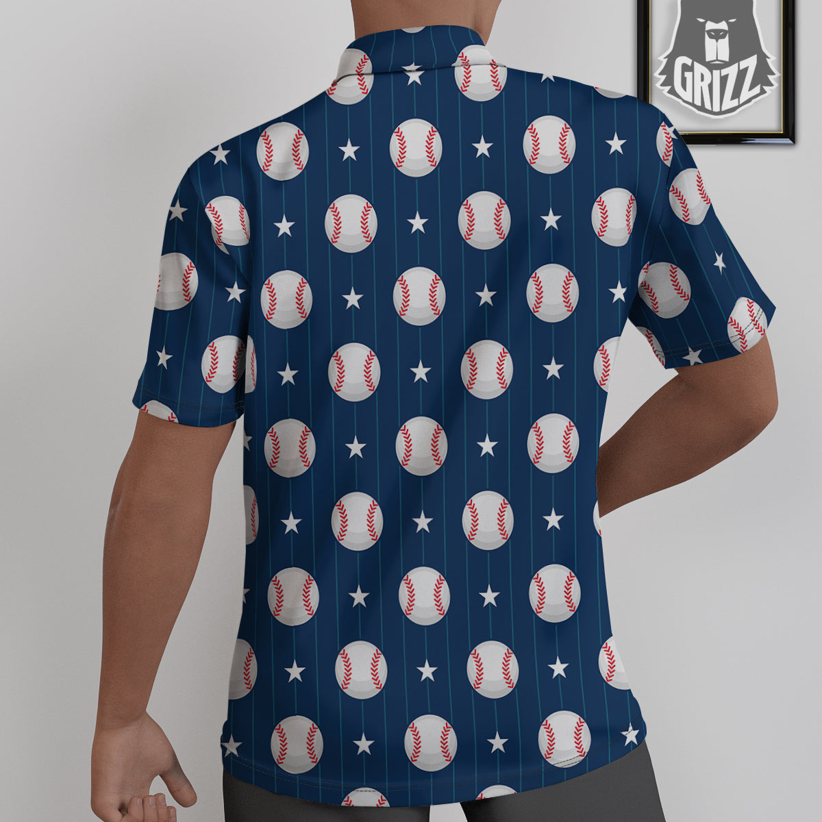 Star Baseballs Print Pattern Untucked Shirts-grizzshop