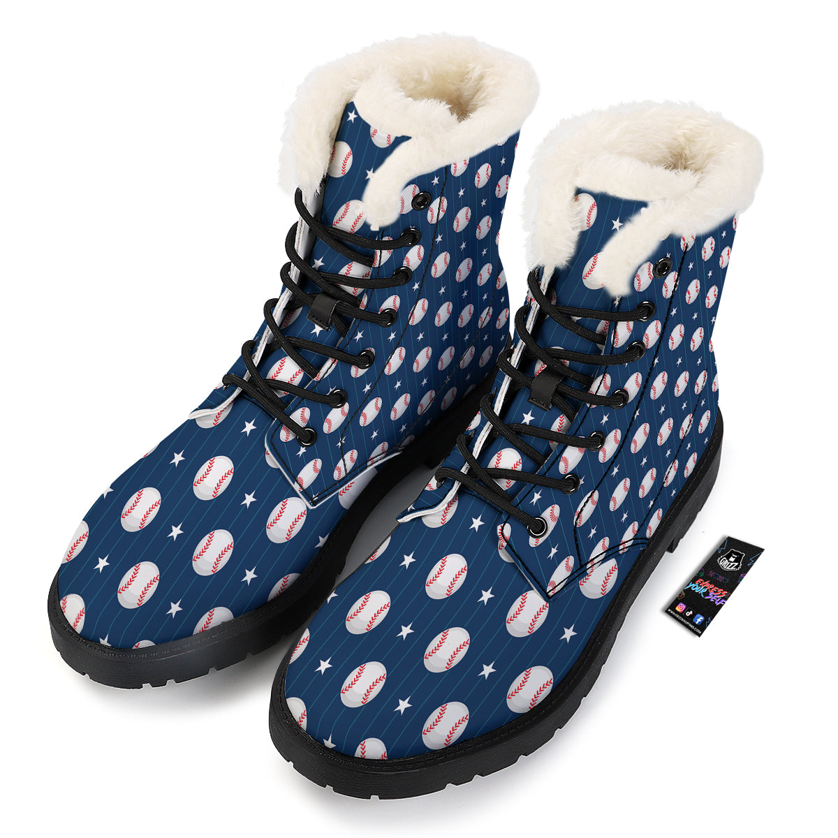 Star Baseballs Print Pattern Winter Boots-grizzshop