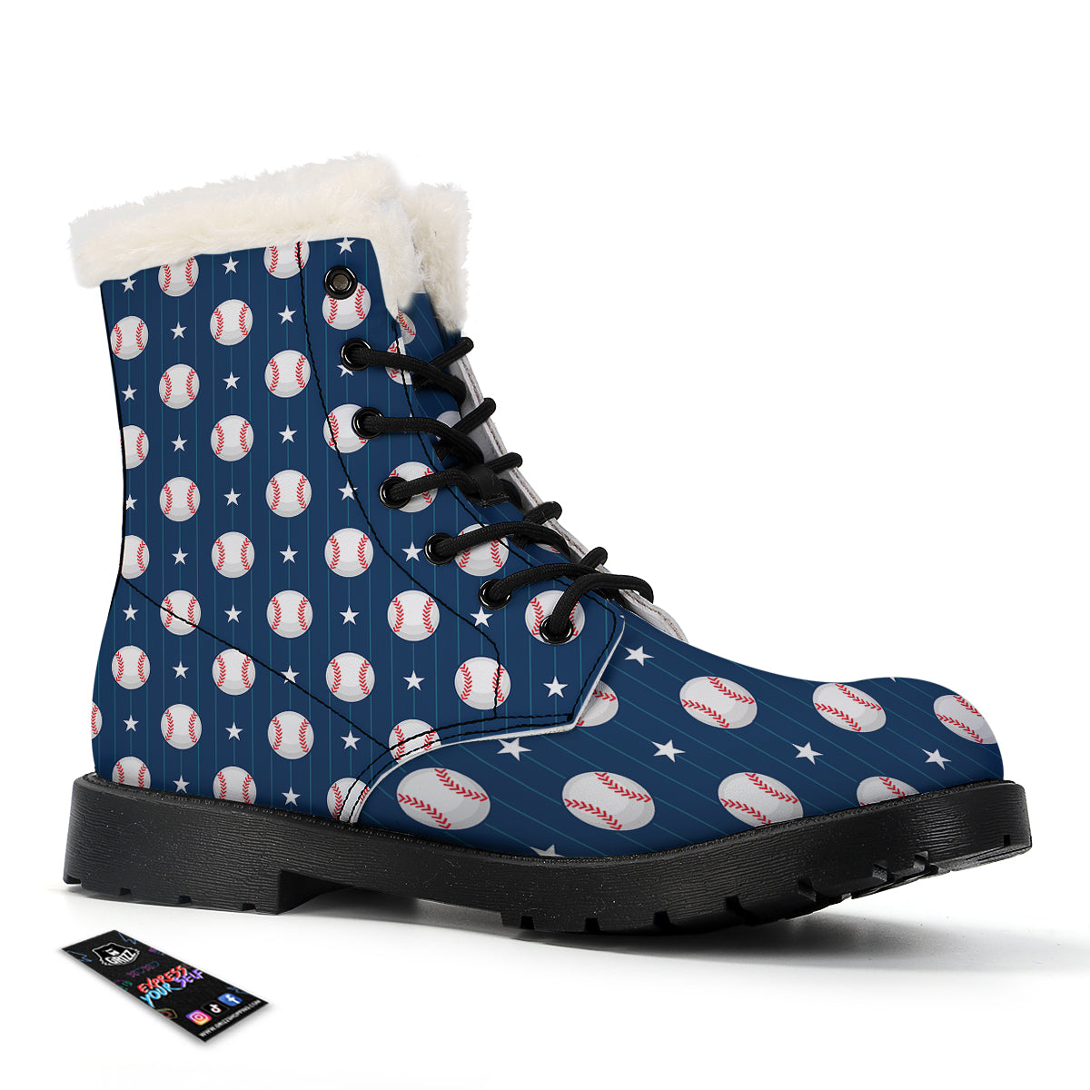 Star Baseballs Print Pattern Winter Boots-grizzshop