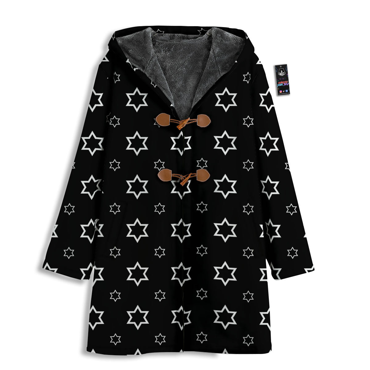 Star Black And White Print Pattern Men's Windbreaker Jacket-grizzshop
