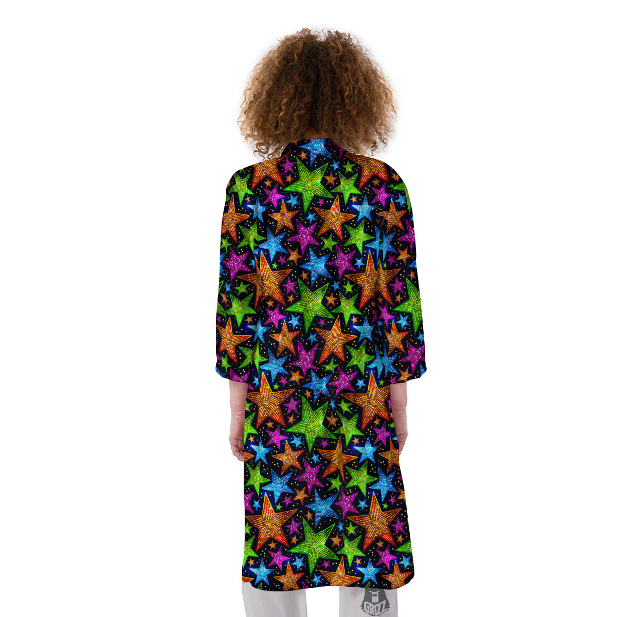 Star Disco Sparkles Print Pattern Kimono-grizzshop