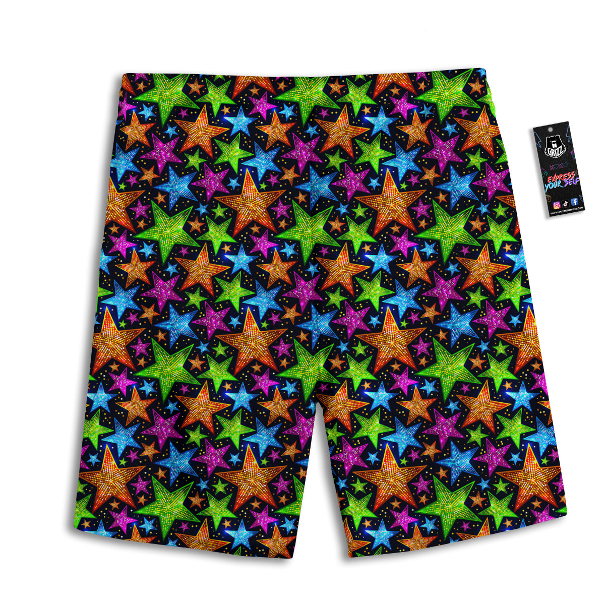 Star Disco Sparkles Print Pattern Men's Athletic Shorts