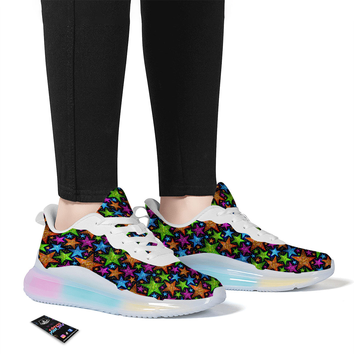 Star Disco Sparkles Print Pattern Running Sneakers-grizzshop