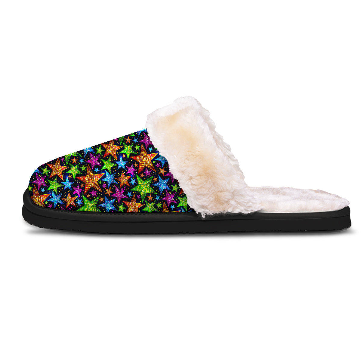 Star Disco Sparkles Print Pattern Slippers-grizzshop