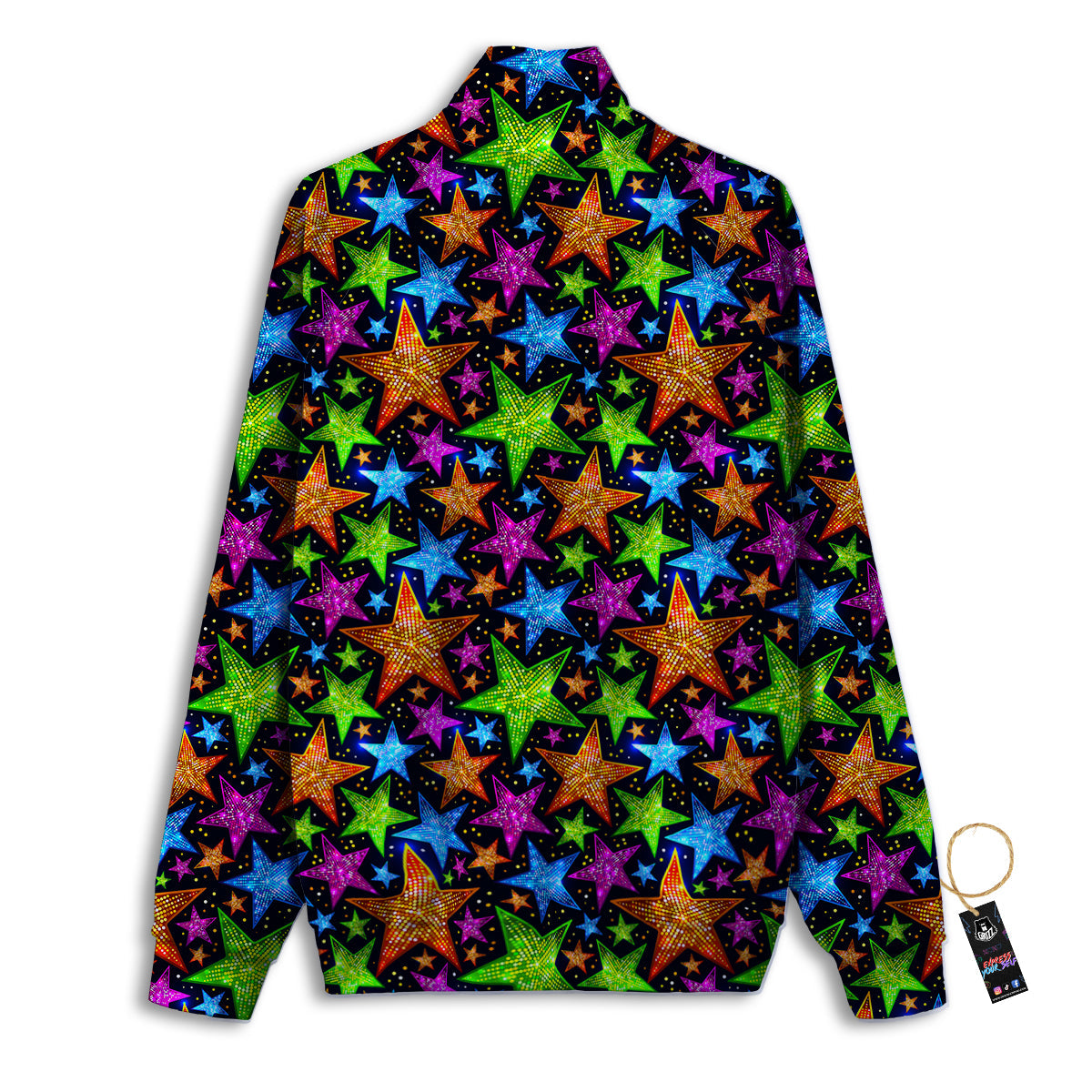 Star Disco Sparkles Print Pattern Track Jacket-grizzshop